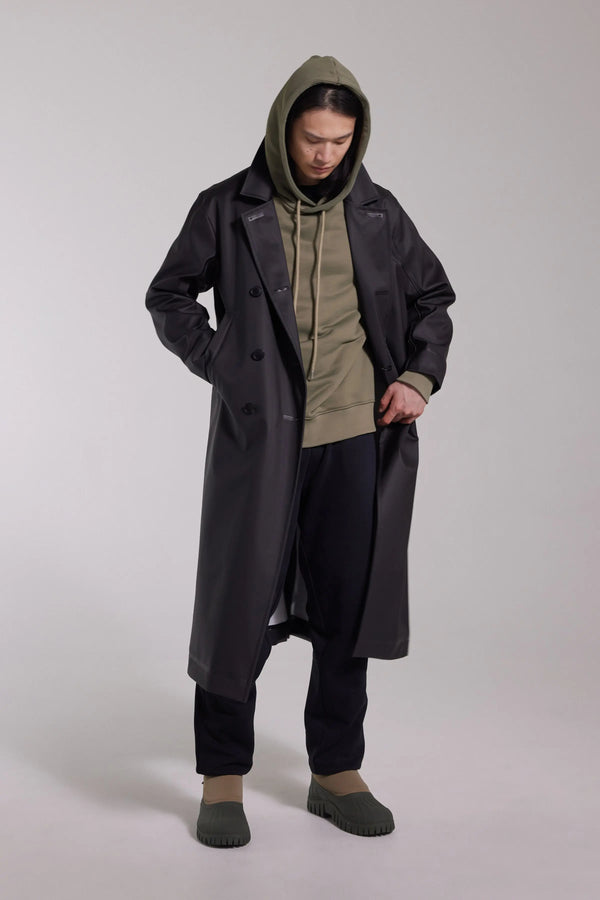 Stutterheim Rosenbad Long Double Breasted Overcoat Black