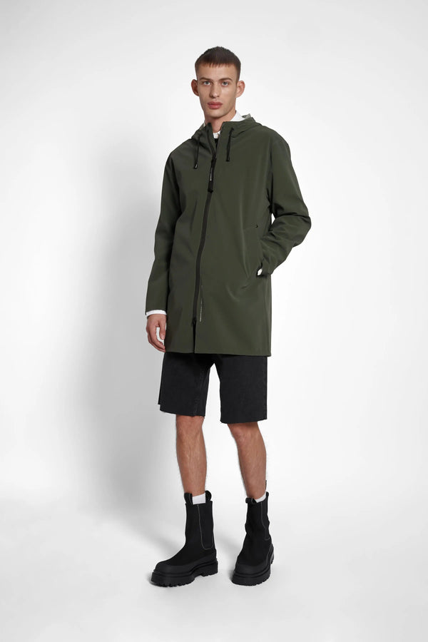 Stutterheim Stockholm Lightweight Matte Zip Raincoat Green | LYBSTORE