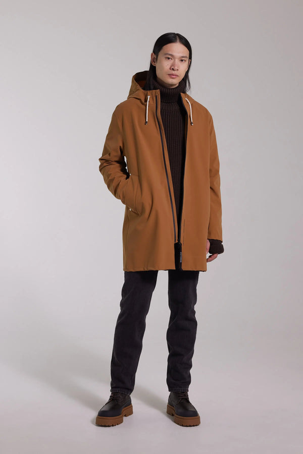 Stutterheim Stockholm Lightweight Zip Matte Raincoat Cognac | Stutterheim