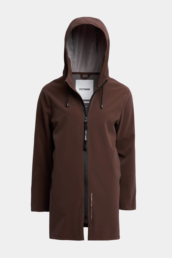 Stutterheim Stockholm Lightweight Zip Matte Raincoat Dark Brown | LYBSTORE