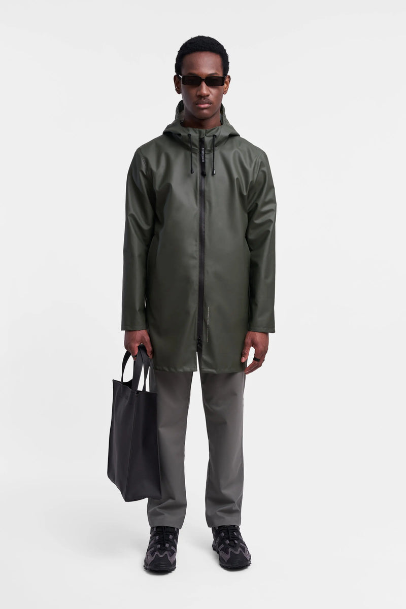 Stutterheim Stockholm Lightweight Zip Raincoat Green