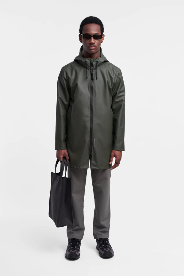 Stutterheim Stockholm Lightweight Zip Raincoat Green | LYBSTORE