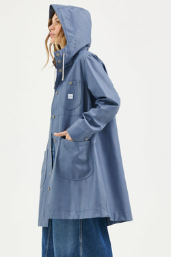 Stutterheim Womens Lee x STUTTERHEIM Chore Raincoat Ash Blue