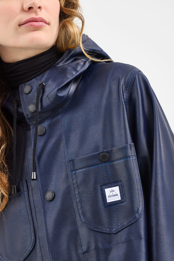 Stutterheim Womens Lee x STUTTERHEIM Chore Raincoat Aviator Navy | Stutterheim