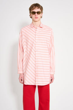 SUNNEI Mega Over Shirt W Cuts Pink Stripes