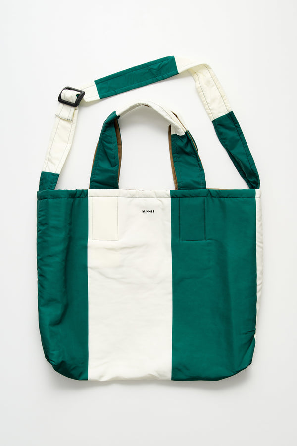 SUNNEI Everyday Reversible Shopping Bag Off White / Green Giga Stripe