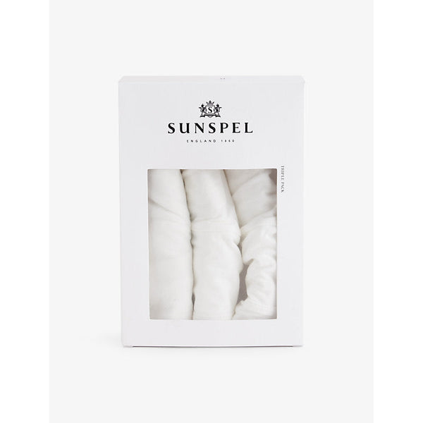 Sunspel Branded-Waistband Pack of Three Stretch-Cotton Trunk