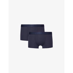 Mens Sunspel Branded-waistband mid-rise pack of two stretch-cotton trunks