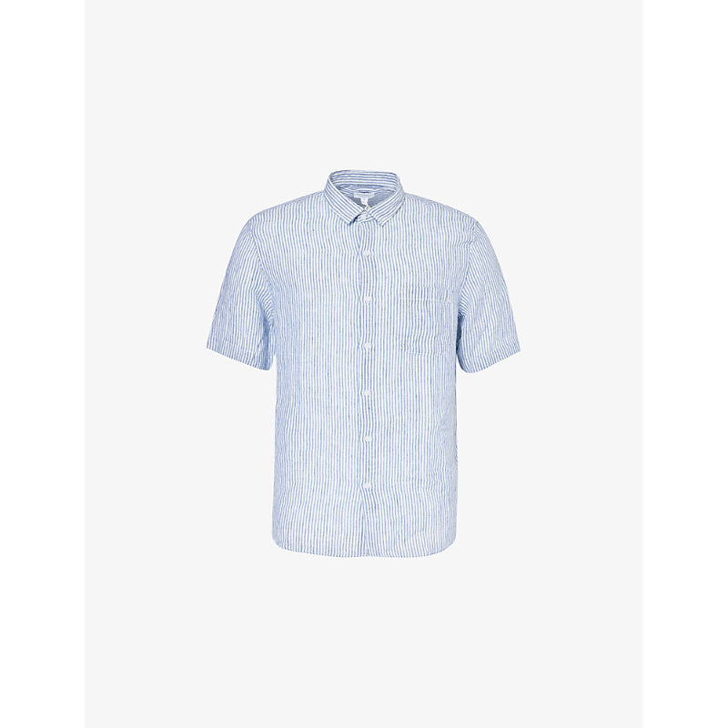 Mens Sunspel Relaxed-fit short-sleeve linen shirt