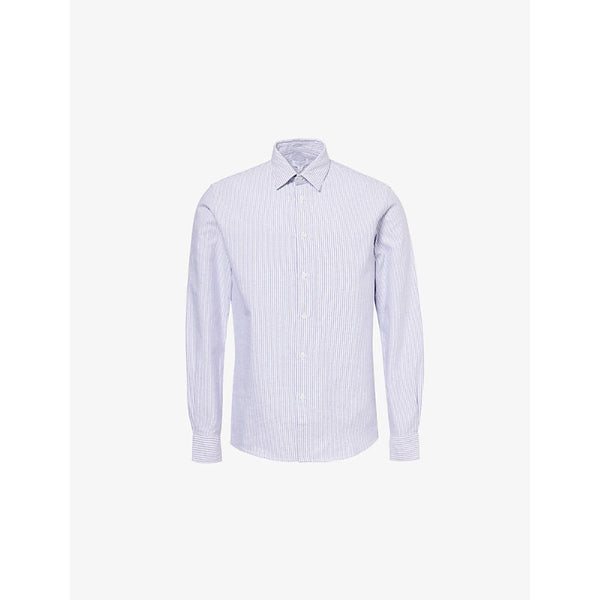 Sunspel Stripe-pattern spread-collar cotton shirt