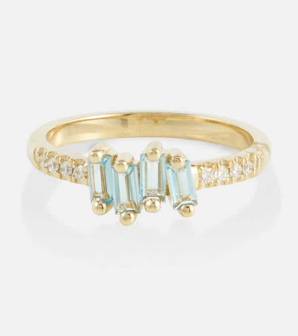 Suzanne Kalan 14kt gold ring with diamonds and topaz