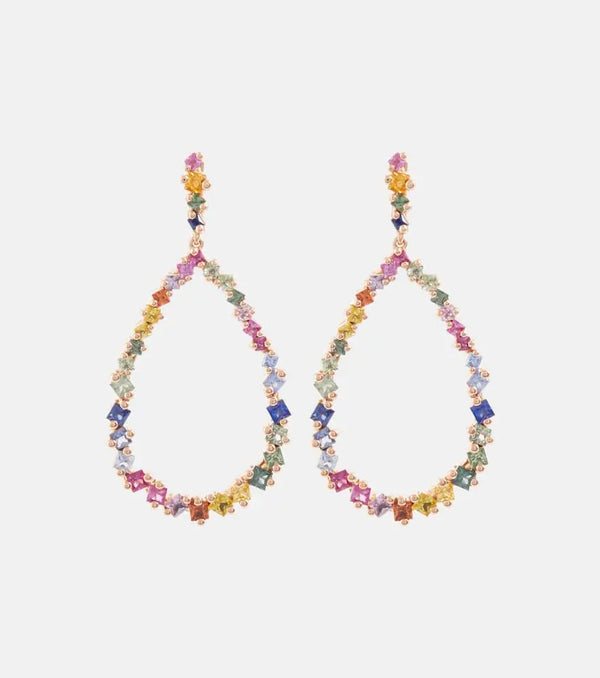 Suzanne Kalan 18kt rose gold drop earrings with sapphires | LYBSTORE