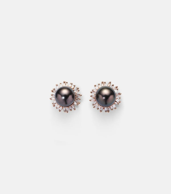 Suzanne Kalan 18kt rose gold earrings with pearls and diamonds