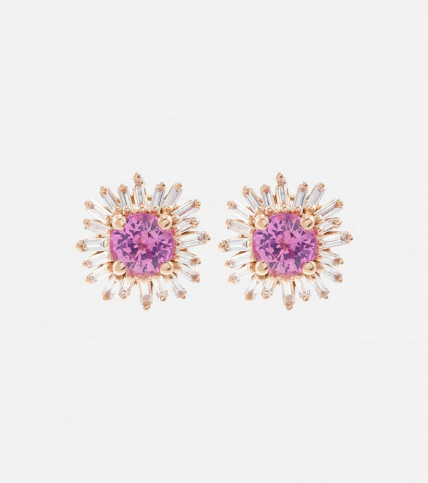 Suzanne Kalan 18kt rose gold earrings with sapphires and diamonds