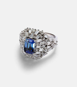 Suzanne Kalan 18kt white gold ring with sapphire and diamonds