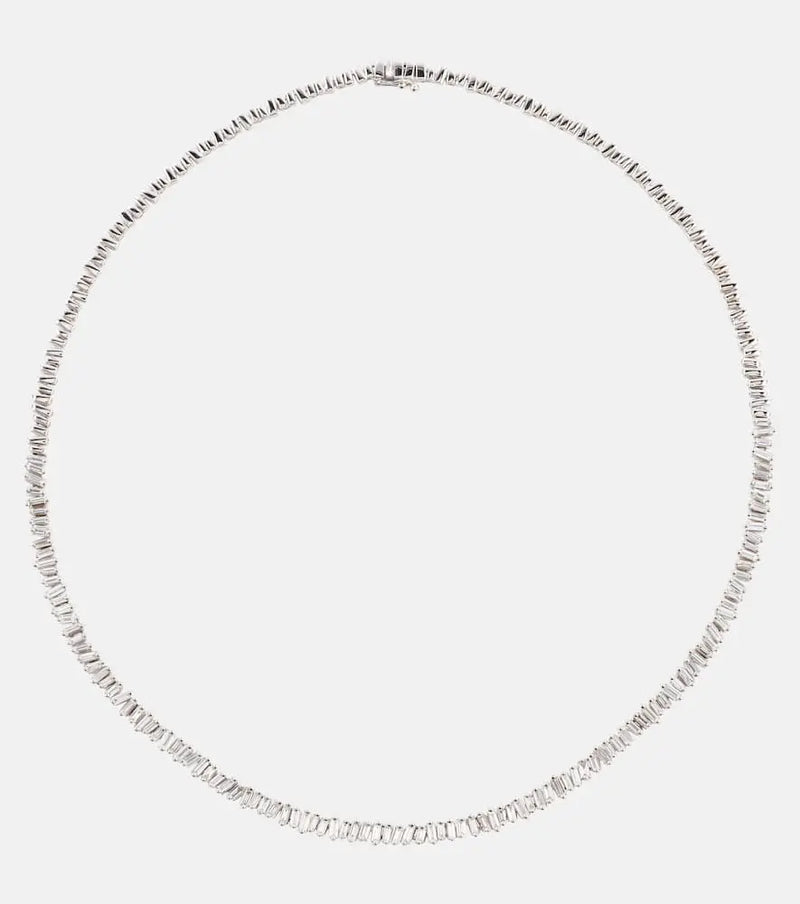 Suzanne Kalan Classic 18kt white gold tennis necklace with diamonds | LYBSTORE