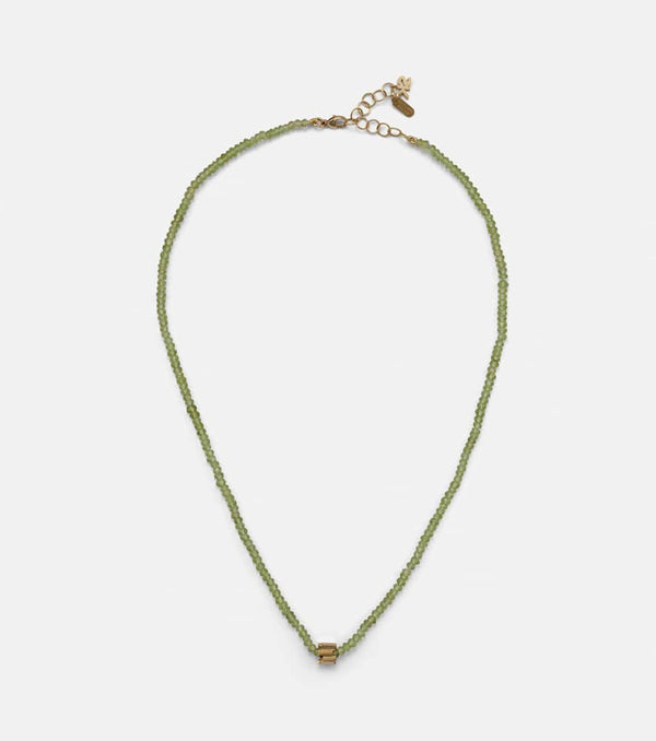 Suzanne Kalan Infinite 18kt gold beaded necklace with peridots