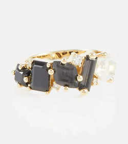 Suzanne Kalan Nadima Glimmer 14kt gold ring with quartz and diamonds