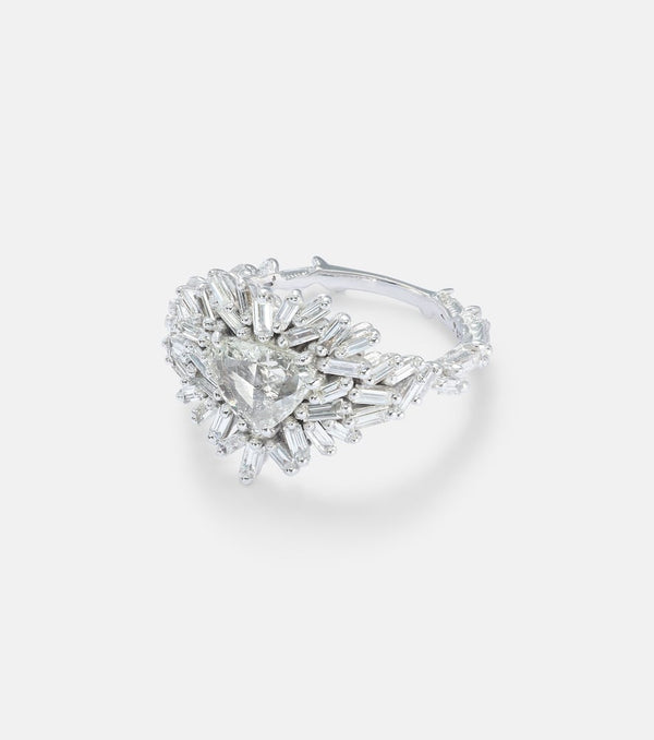 Suzanne Kalan Ooak 18kt white gold ring with diamonds | LYBSTORE