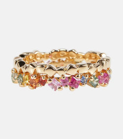 Suzanne Kalan Rainbow Mini 18kt gold ring with sapphires