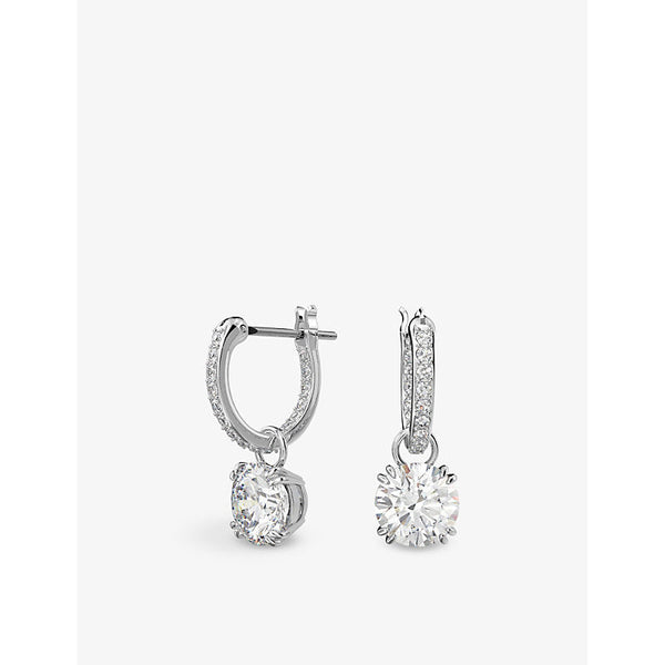 Swarovski Constella rhodium-plated and zirconia drop earrings | LYBSTORE