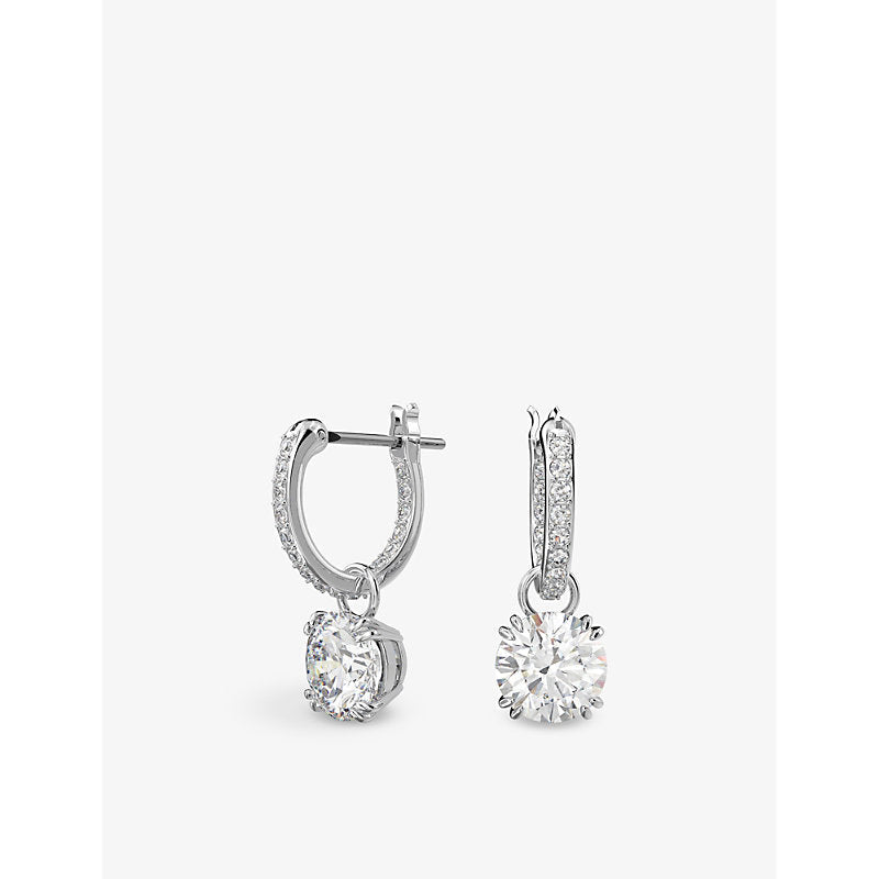 Swarovski Constella rhodium-plated and zirconia drop earrings | LYBSTORE