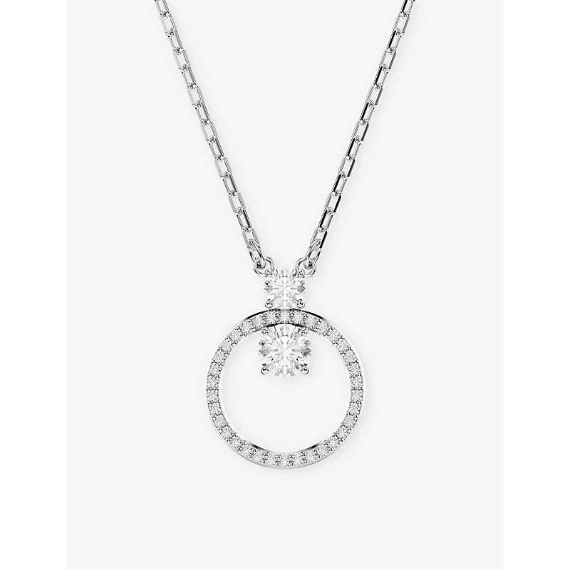 Womens Swarovski Constella rhodium-plated, zirconia and crystal pendant necklace