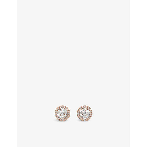 Swarovski Constella rose-gold toned brass and zirconia halo stud earrings | LYBSTORE