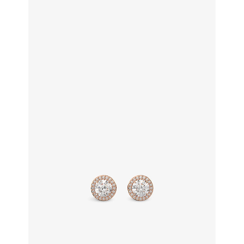 Swarovski Constella rose-gold toned brass and zirconia halo stud earrings | LYBSTORE