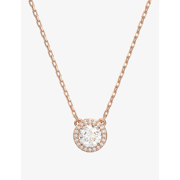 Swarovski Constella rose-gold toned brass and zirconia pendent necklace | LYBSTORE