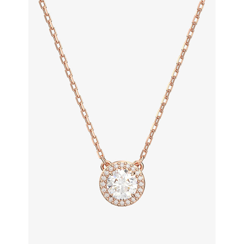 Swarovski Constella rose-gold toned brass and zirconia pendent necklace | LYBSTORE