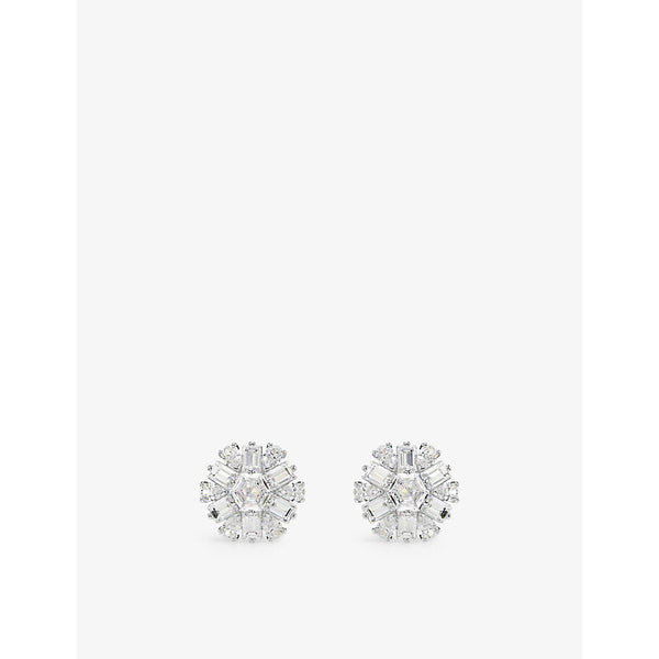 Womens Swarovski Idyllia rhodium-plated and zirconia stud earrings