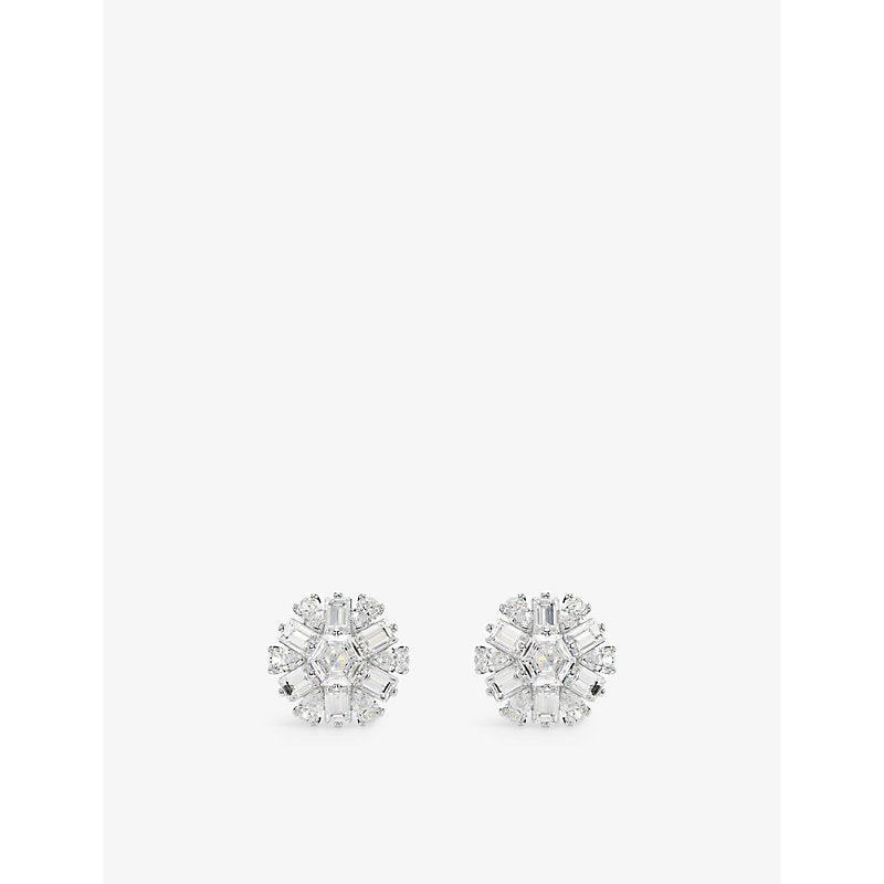 Womens Swarovski Idyllia rhodium-plated and zirconia stud earrings