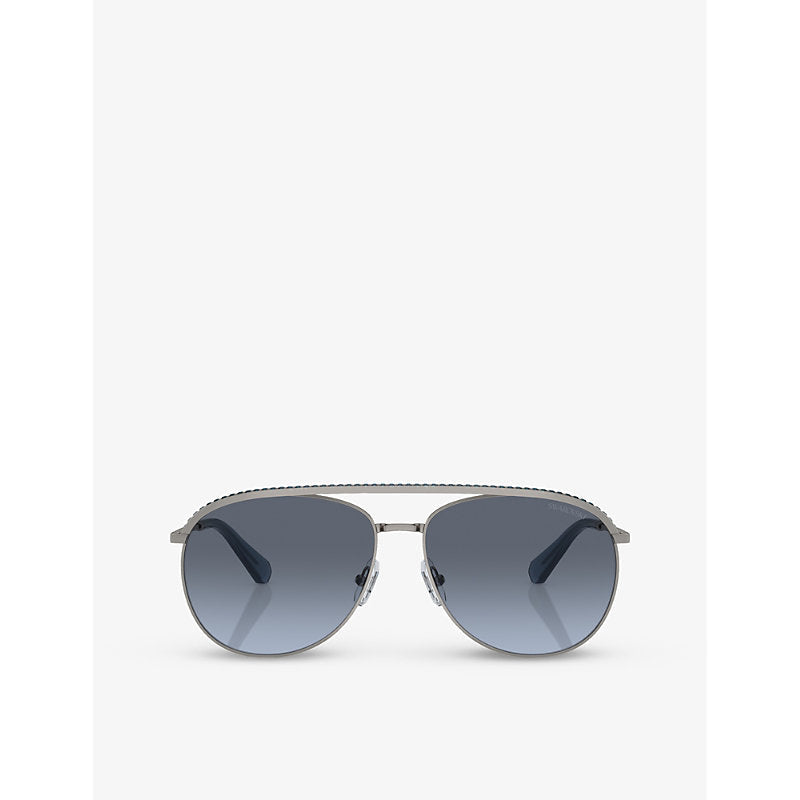 Swarovski SK7005 aviator-frame gem-embellished metal sunglasses | LYBSTORE