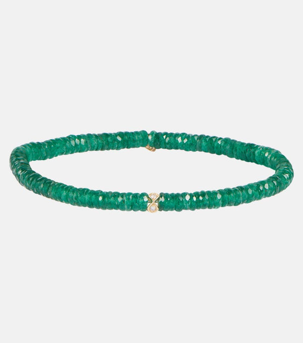 Sydney Evan 14kt gold bracelet with aventurine and diamonds