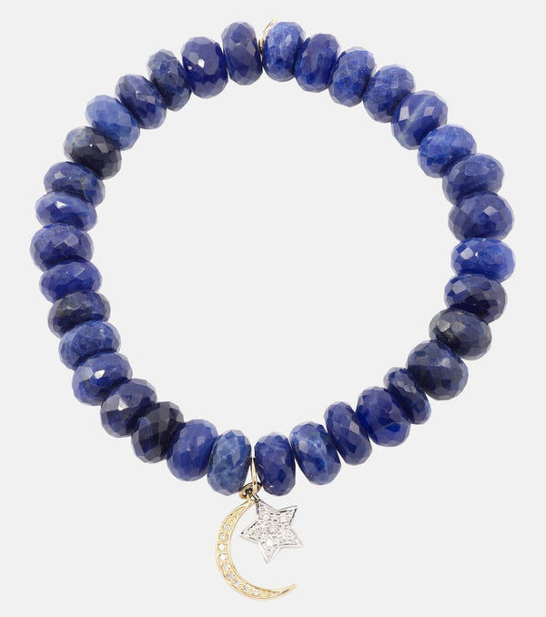 Sydney Evan 14kt white gold and sodalite beads bracelet with diamonds