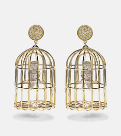 Sydney Evan Albert Cage Large 14kt gold earrings with diamonds