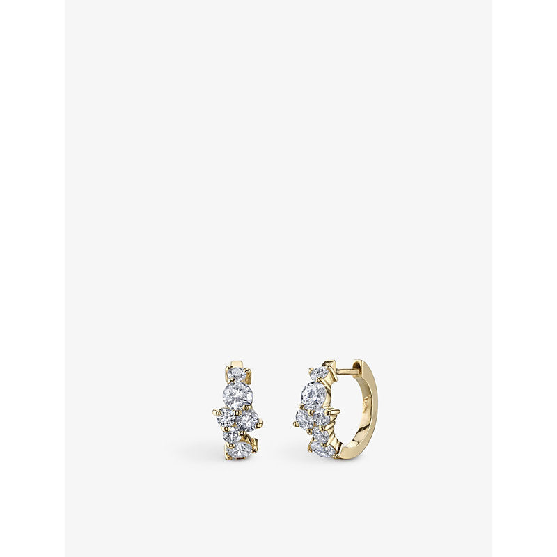 Sydney Evan Cocktail 14ct yellow-gold and 0.78ct brilliant-cut diamond huggie hoop earrings