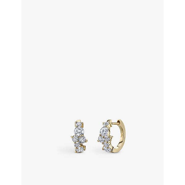 Sydney Evan Cocktail 14ct yellow-gold and 0.78ct brilliant-cut diamond huggie hoop earrings | LYBSTORE