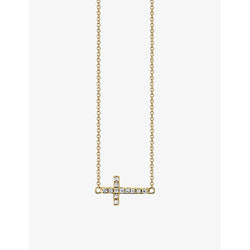 Sydney Evan Cross mini 14ct yellow-gold and 0.05ct brilliant-cut diamond pendant necklace