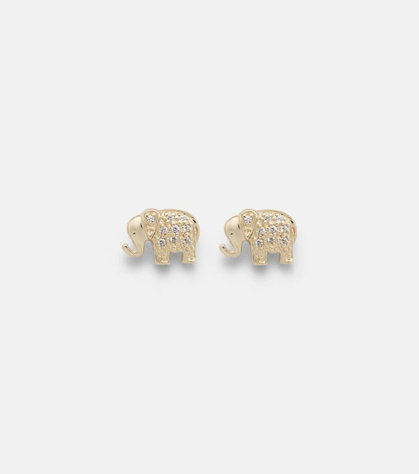 Sydney Evan Elephant 14kt gold earrings with diamonds