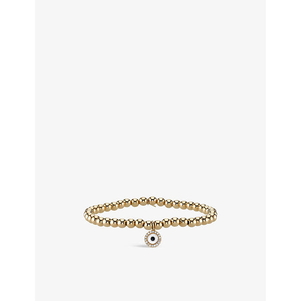 Sydney Evan Evil Eye 14ct yellow-gold enamel and 0.06ct diamond bracelet | LYBSTORE