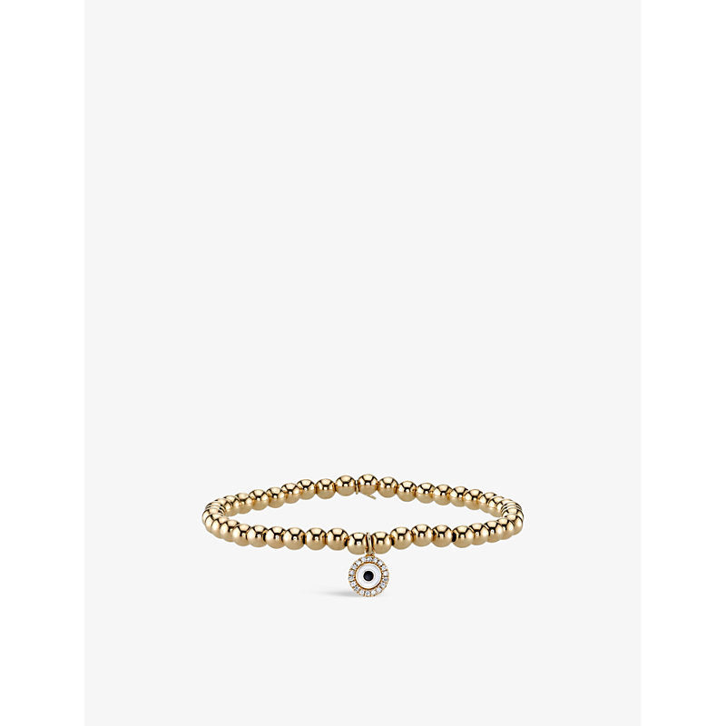 Sydney Evan Evil Eye 14ct yellow-gold enamel and 0.06ct diamond bracelet | LYBSTORE