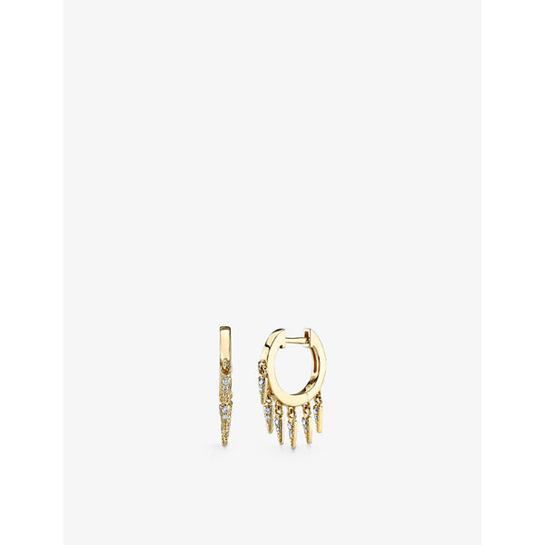 Sydney Evan Fringe 14ct yellow-gold and 0.096ct diamond hoop earrings