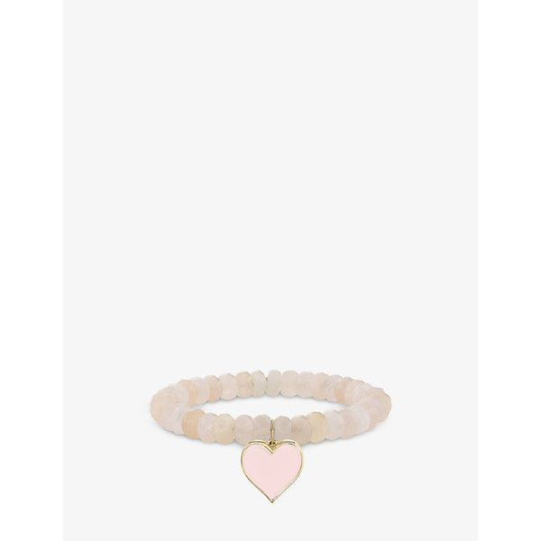 Sydney Evan Heart 14ct yellow-gold and morganite gemstone beaded bracelet | LYBSTORE