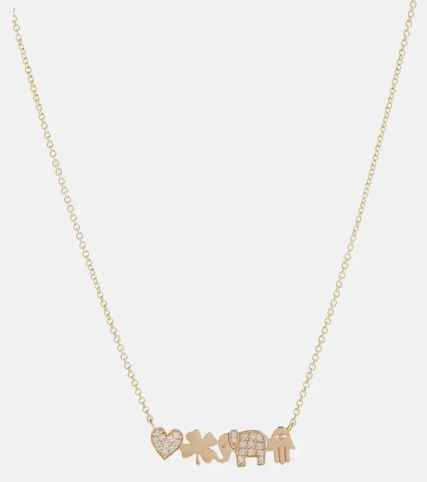 Sydney Evan Icon Bar 14kt gold necklace with diamonds | LYBSTORE