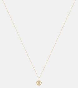 Sydney Evan Pretzel 14kt gold charm necklace with diamonds