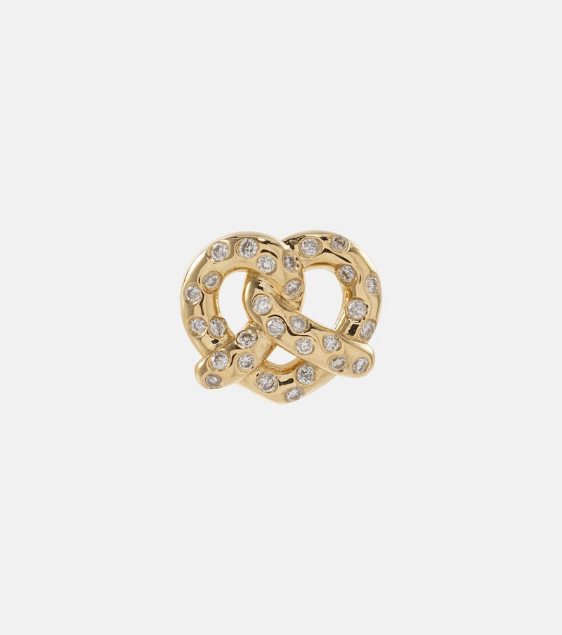 Sydney Evan Pretzel 14kt gold single stud earring with diamonds