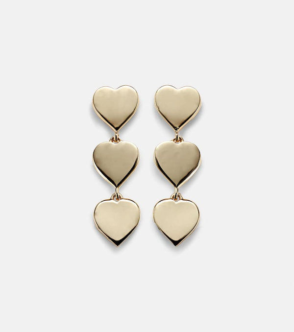 Sydney Evan Pure Three Heart Linear 14kt gold earrings