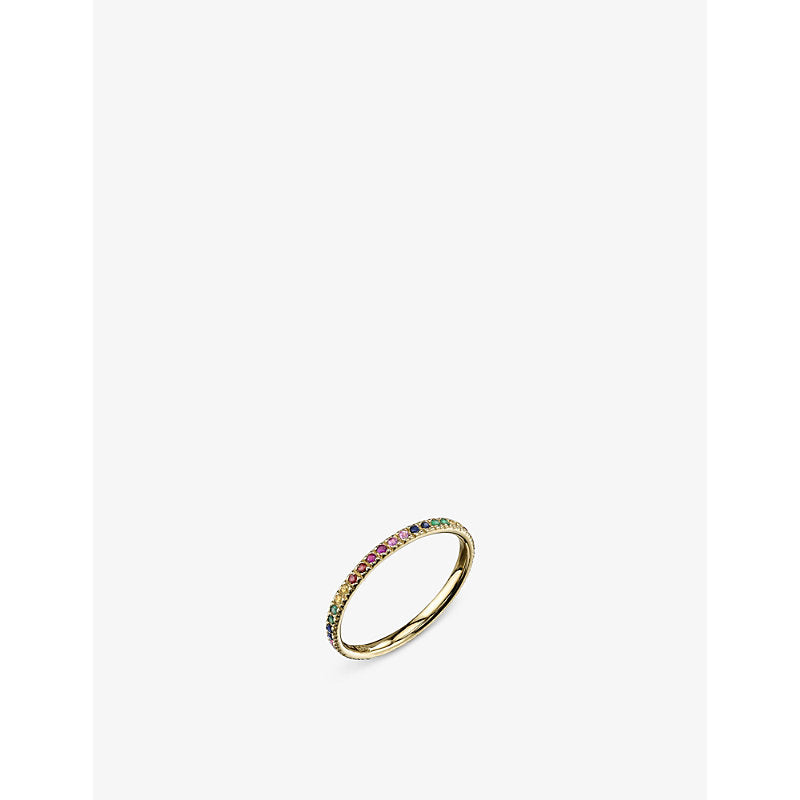 Sydney Evan Rainbow 14ct yellow-gold and gemstone ring | LYBSTORE